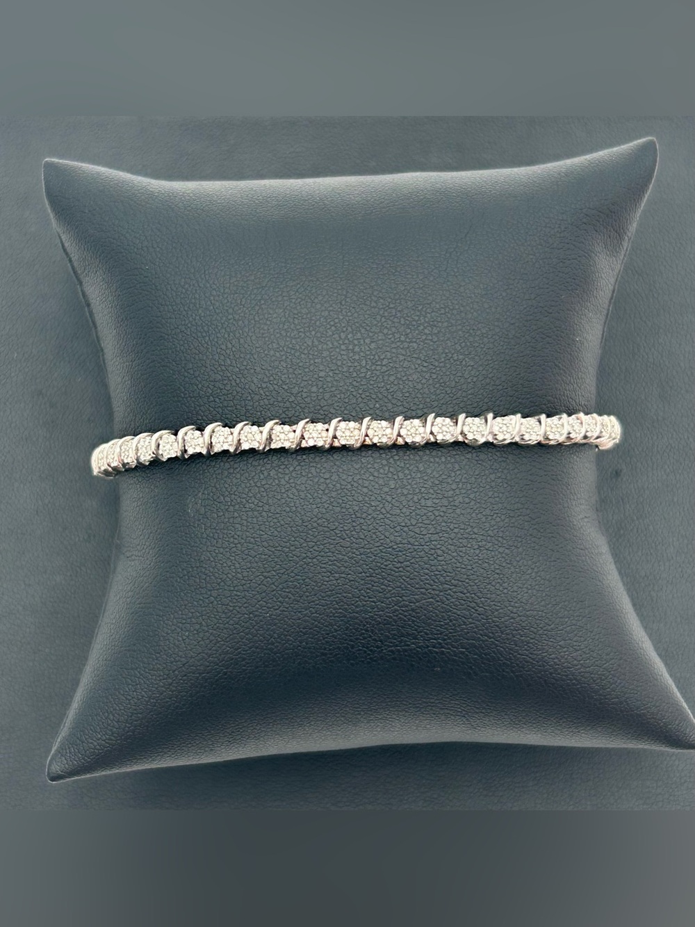 Sterling Silver Crystal “S” Pattern Tennis Bracelet